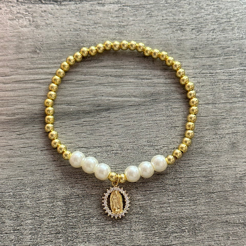 Elastic Pearls Virgencita Bracelet 012