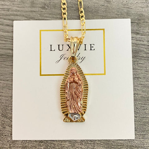 Virgencita Necklace Three Tone 017