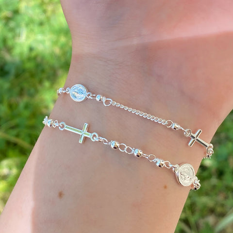 Silver Virgencita Rosary Bracelet 01