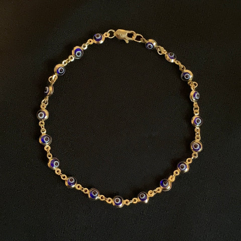 14k Real Gold Evil Eye Bracelet 0345